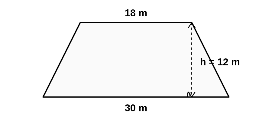 Terreno composto: retângulo 40 m × 30 m com triângulo (base 40 m, h = 10 m) no topo e semicírculo (r = 15 m) na base